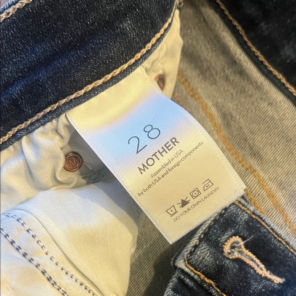 MOTHER Dark Blue Indigo Back-Pocket Jeans - Picture 5 of 8